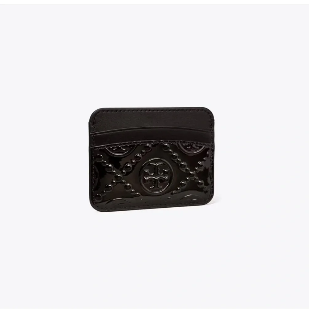 Tory Burch Black Patent Leather  Card Holder NEW
